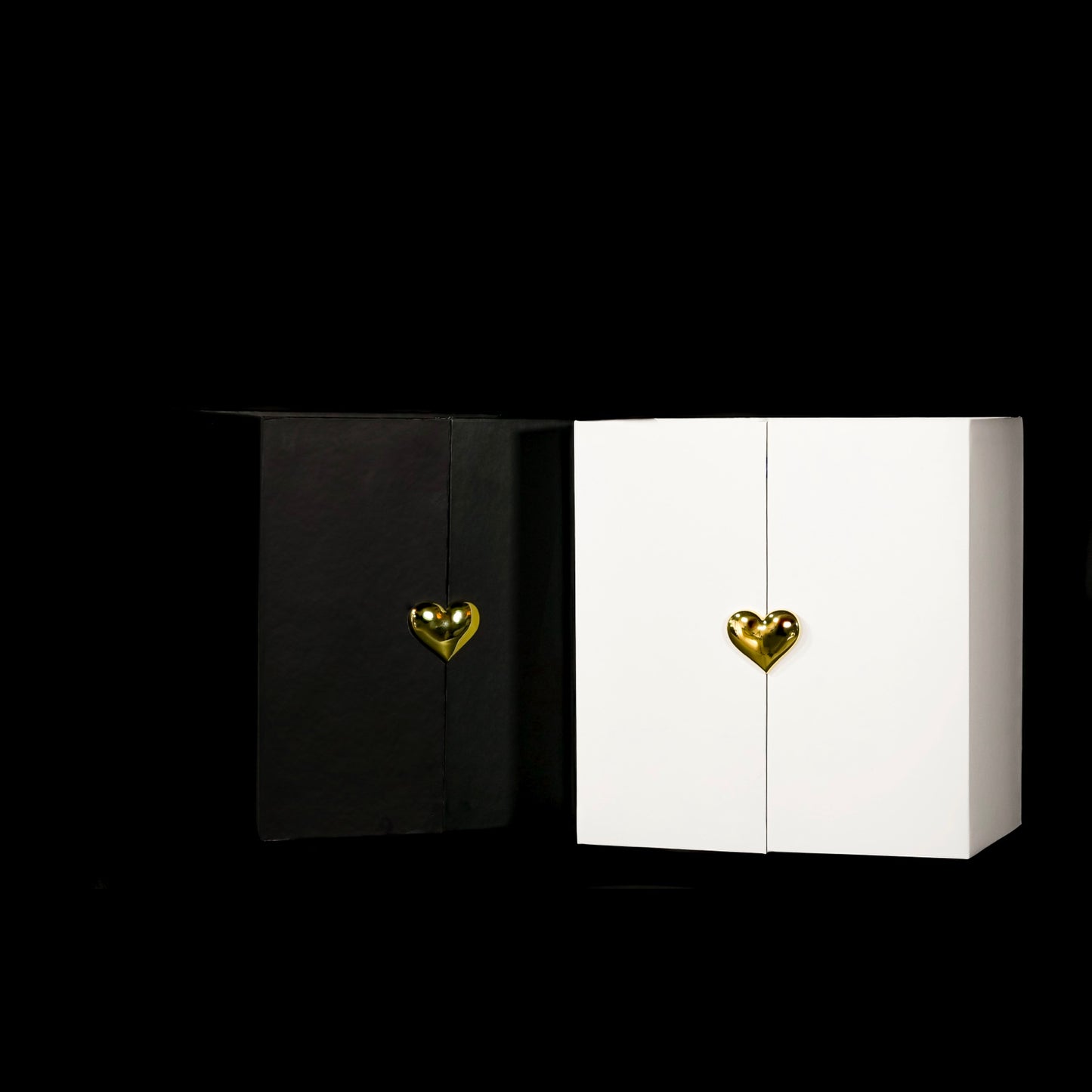 Heart Lock Forever Rose Box with Gift Drawer - Black & White