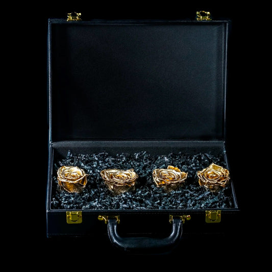 DRINK CHAMPS- 4 Rose Briefcase - PRESERVED ROSES